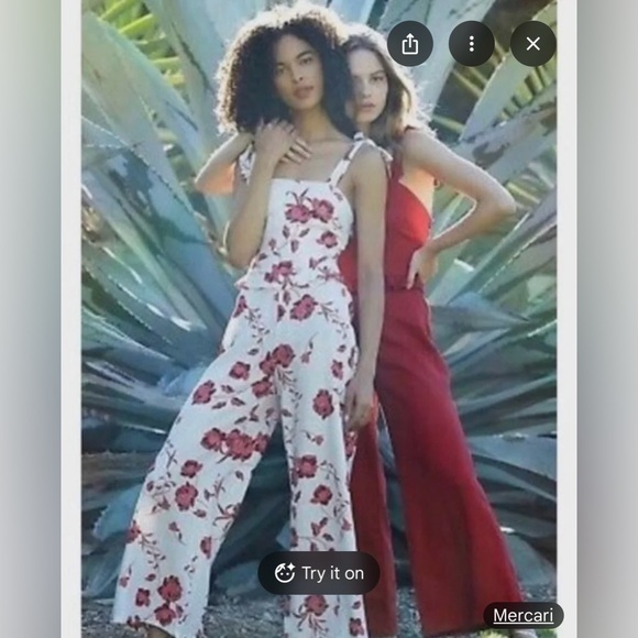 Misa Los Angeles women’s Small linen blend floral pink white wide leg jumpsuit - Picture 2 of 13